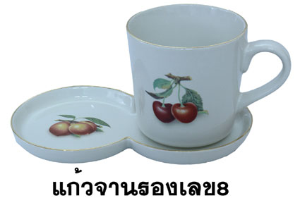 แก้วเซรามิคจานรองเลข 8 ( 8 Tray Ceramic Mug ) 