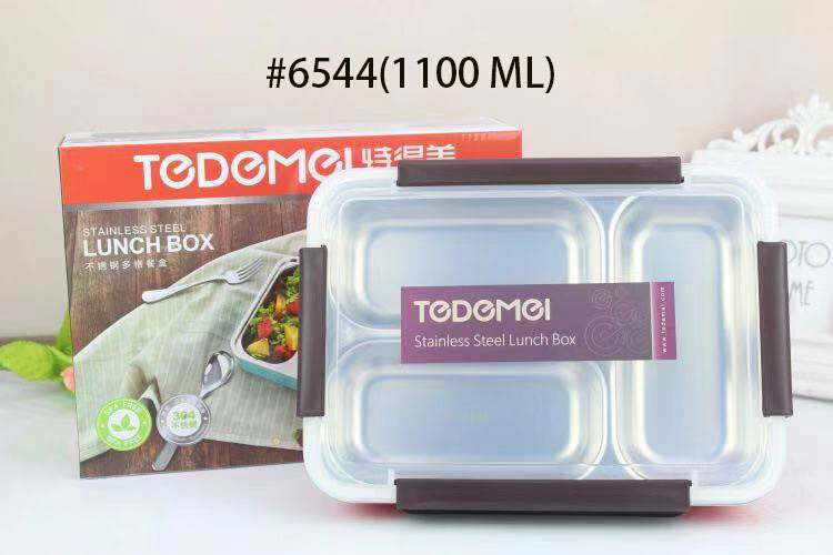 Lunch Box กล่องสแตนเลสถนอมอาหาร3ช่อง#6544(1100ML)